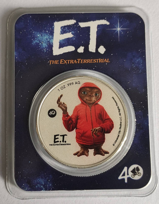 2022 Niue E.T. 40th Anniversary 1 oz Colorized Silver Coin in Tamper-Evident Packaging
