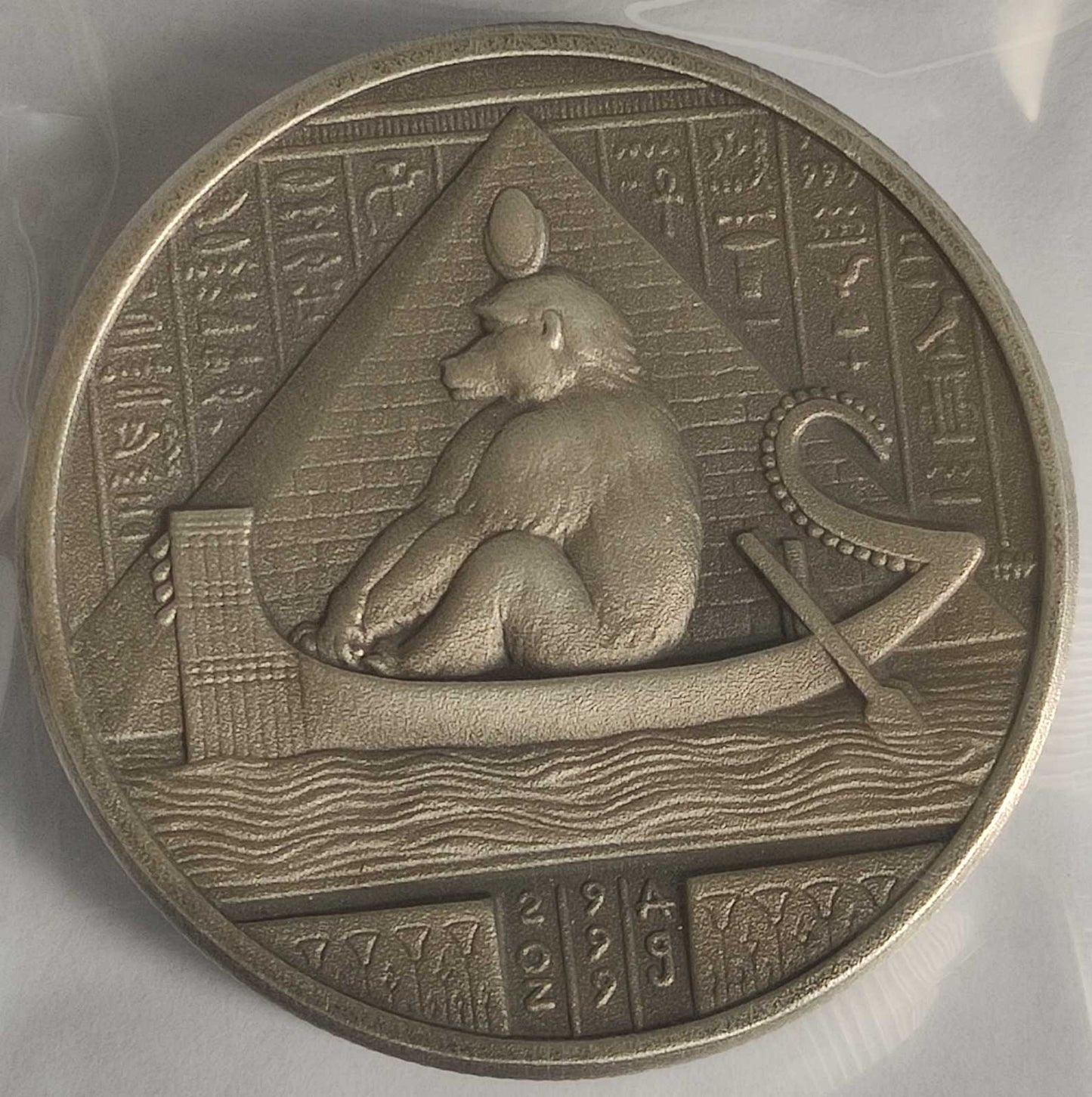 Egyptian God Thoth 2 oz Ultra High Relief Antiqued Round in Sealed Plastic