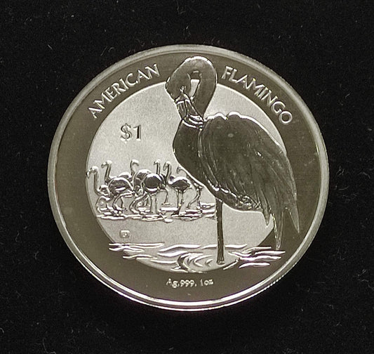 2021 BVI Flamingo Reverse Frosted 1 oz Silver Coin BU in Capsule
