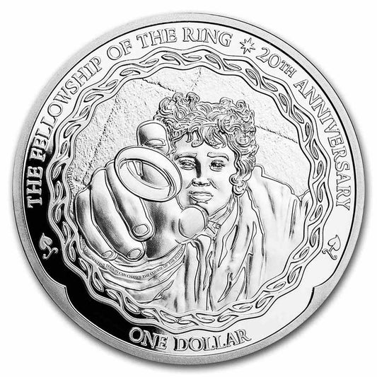 2021 New Zealand 20th Anniversary Lord of the Rings: Frodo Baggins 1 oz Silver Coin BU in Capsule