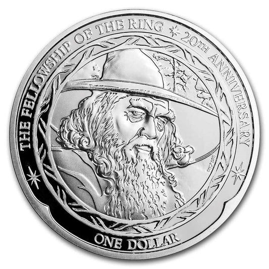 2021 New Zealand 20th Anniversary: Lord of the Rings 1 oz Silver Coin BU in Capsule