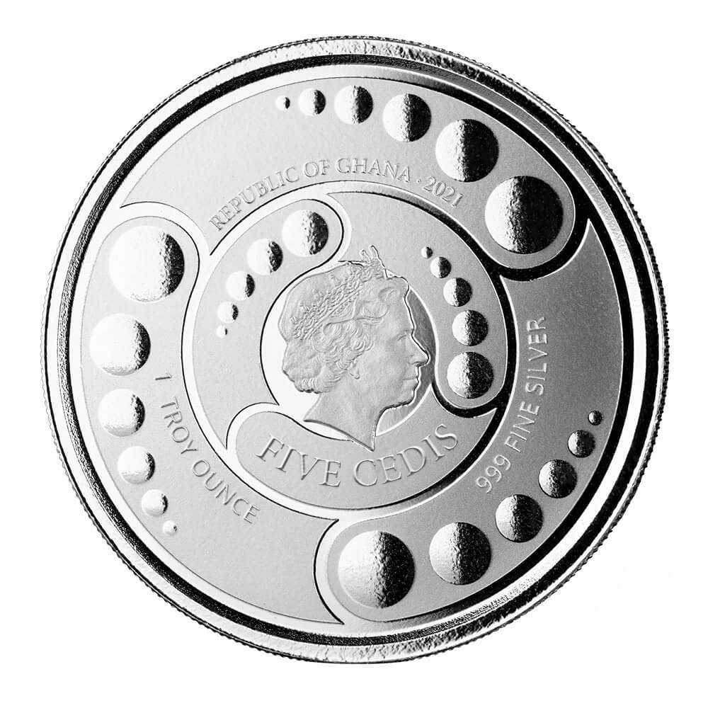2021 Ghana Space Alien 1 oz Silver Coin in Capsule (note: may contain minor contact marks)