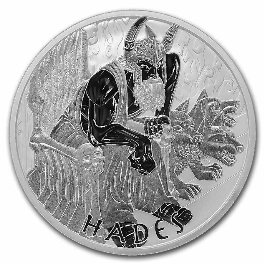 2021 Tuvalu Gods of Olympus: Hades 1 oz Silver Coin BU in Capsule