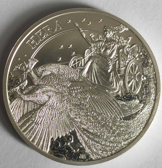 2022 St. Helena Goddesses: Hera and the Peacock 1 oz Silver Coin BU in Capsule