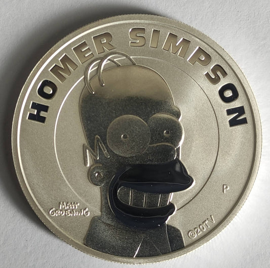 2022 Tuvalu The Simpsons: Homer Simpson 1 oz Silver Coin BU in Capsule