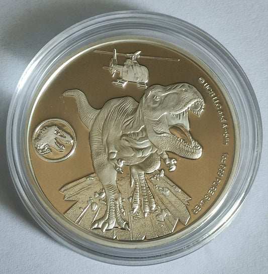 2022 Fiji Jurassic World Dominion: T-Rex Chase 1 oz Silver Coin BU in Capsule