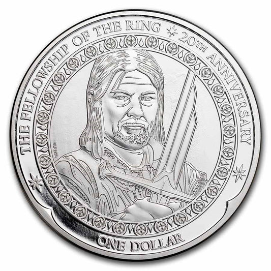 2021 New Zealand 20th Anniversary Lord of the Rings: Boromir 1 oz Silver Coin BU in Capsule