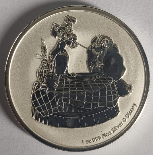 2022 Niue Disney's Lady and the Tramp 1 oz Silver Coin BU in Capsule