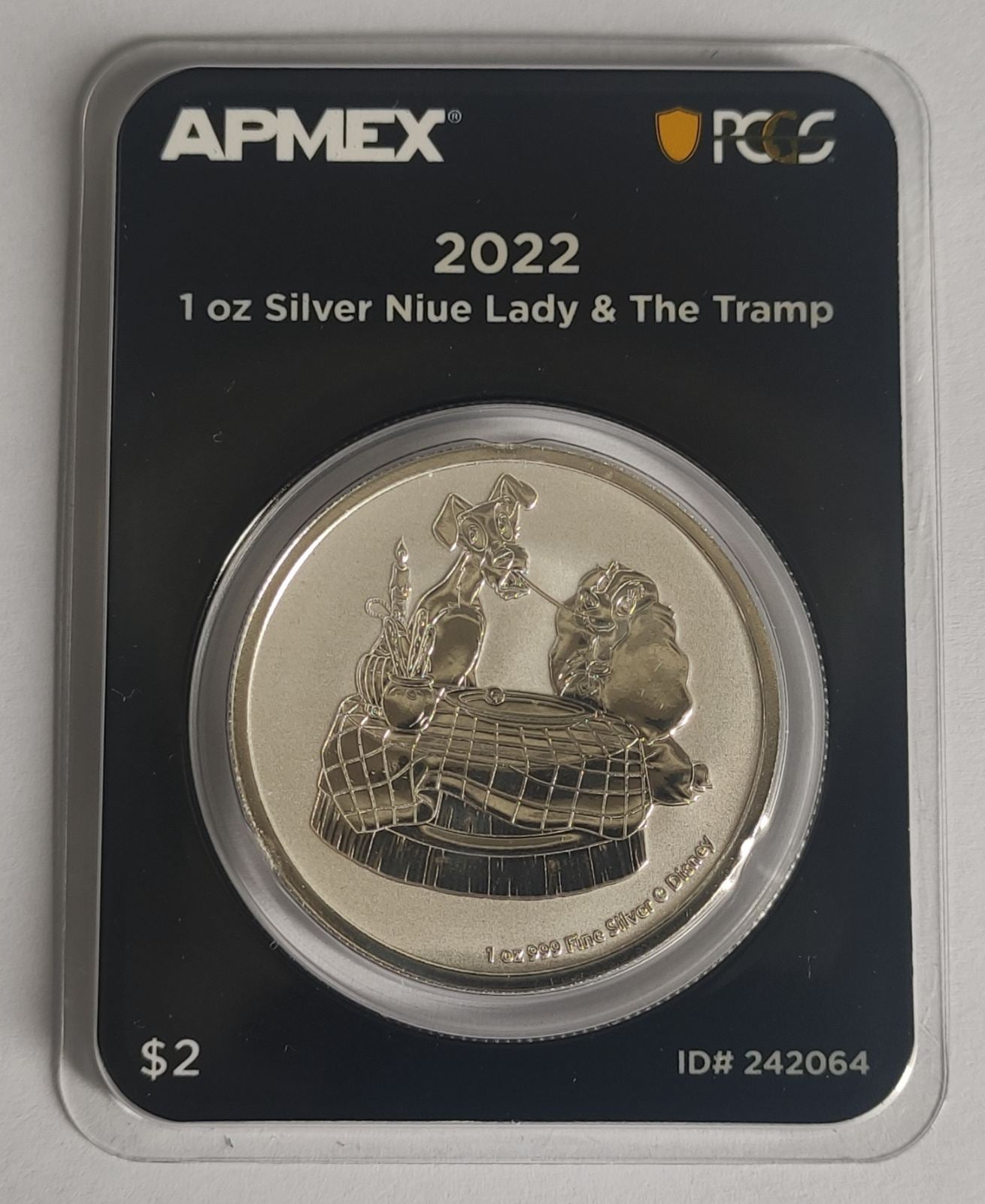 2022 Niue Lady and the Tramp 1 oz Silver Coin in MintDirect Premier Packaging + PCGS FirstStrike Eligible