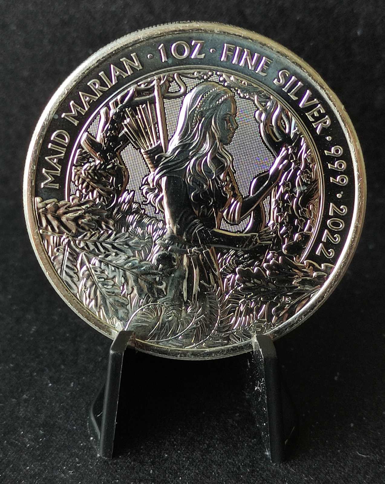 2022 Great Britain Myths & Legends: Maid Marian 1 oz Silver Coin in Capsule (note: may contain contact marks)