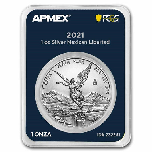 2021 Mexico Libertad 1 oz Silver Coin in MintDirect Premier Packaging + PCGS FirstStrike Eligible