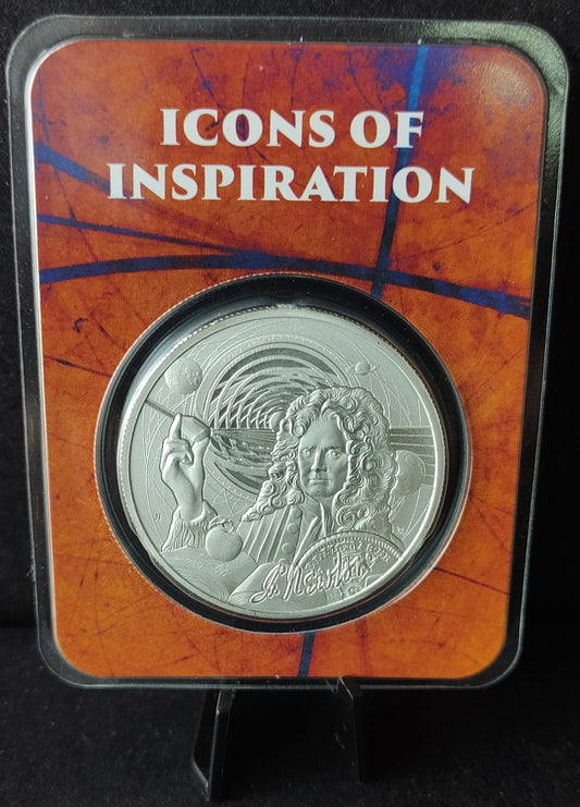 2022 Niue Icons of Inspiration: Isaac Newton 1 oz Silver Coin in Tamper-Evident Packaging