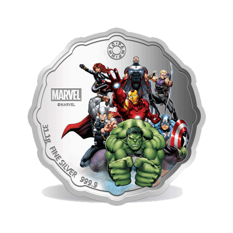 PAMP Marvel Avengers 1 oz Colorized Silver Coin in Acrylic Case with Box and COA (Sealed Packaging)