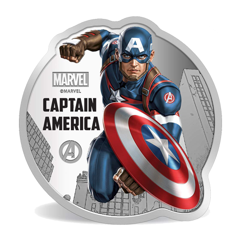 PAMP Marvel Captain America 1 oz Silver Coin in Acrylic Case with Box and COA (Sealed Packaging)