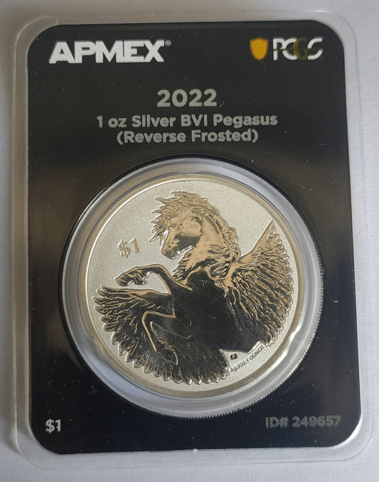 2022 BVI Pegasus Reverse Cameo 1 oz Silver Coin in MintDirect Premier Packaging + PCGS FirstStrike Eligible