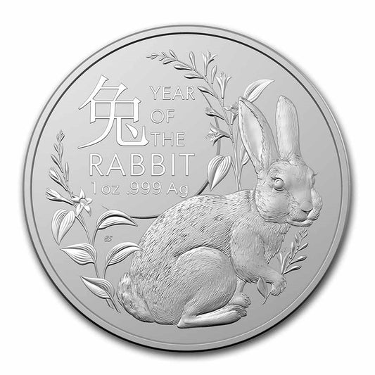 2023 Australia Lunar Year of the Rabbit 1 oz Silver Coin BU in Capsule