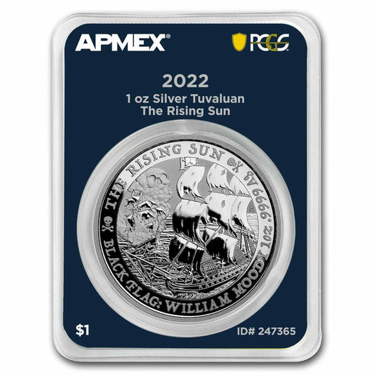 2022 Tuvalu Black Flag: The Rising Sun 1 oz Silver Coin in MintDirect Premier Packaging + PCGS FirstStrike Eligible