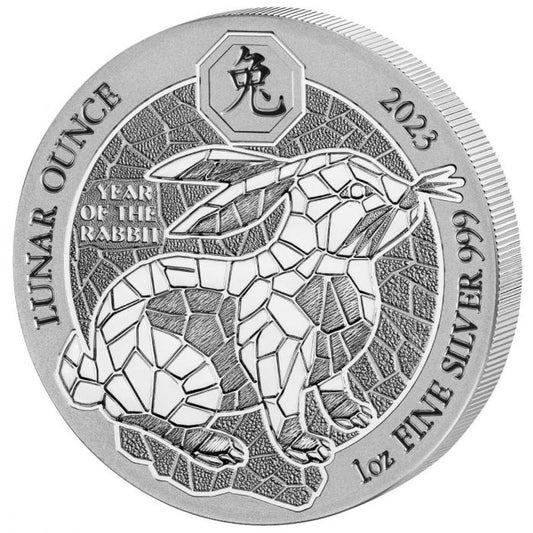 2023 Rwanda Lunar Year of the Rabbit 1 oz Silver Coin BU in Sealed Plastic