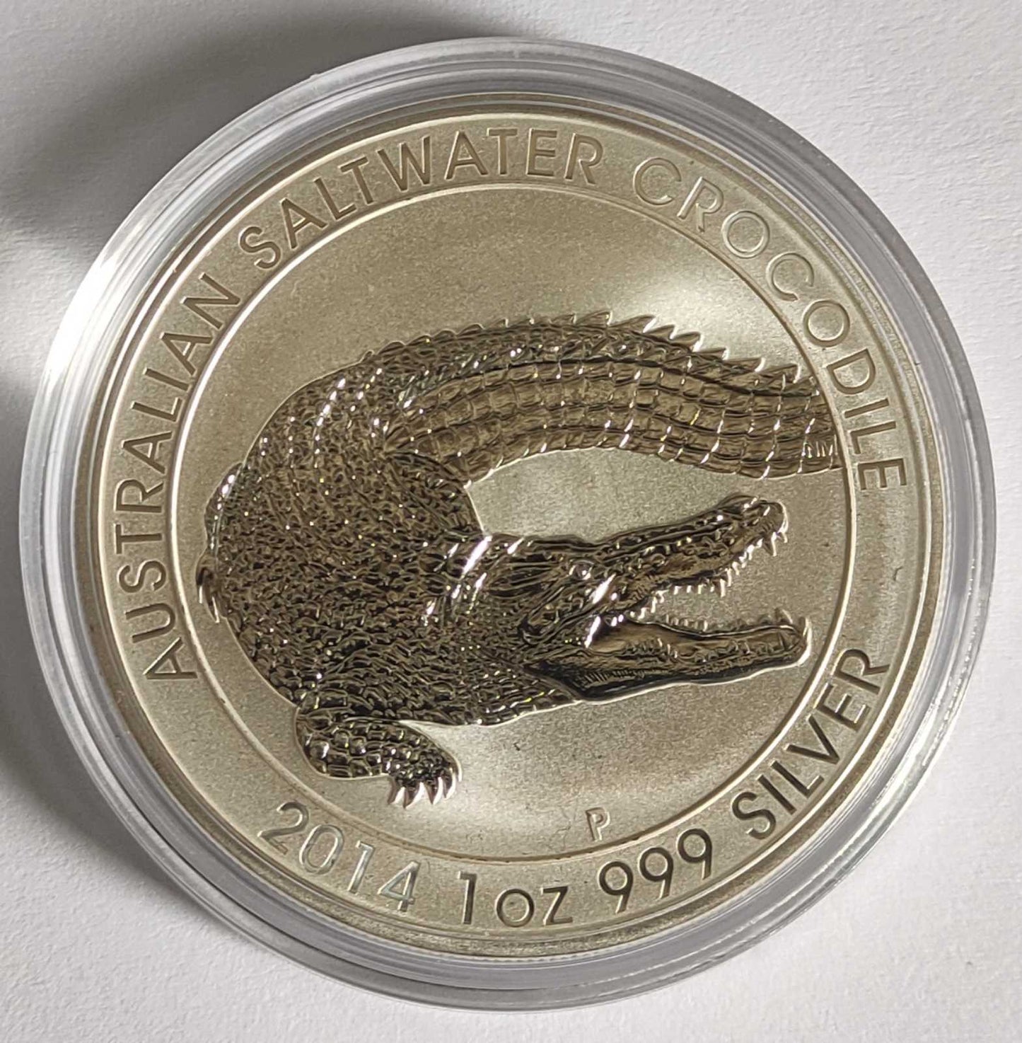 2014 Australia Saltwater Crocodile 1 oz Silver Coin BU in Capsule