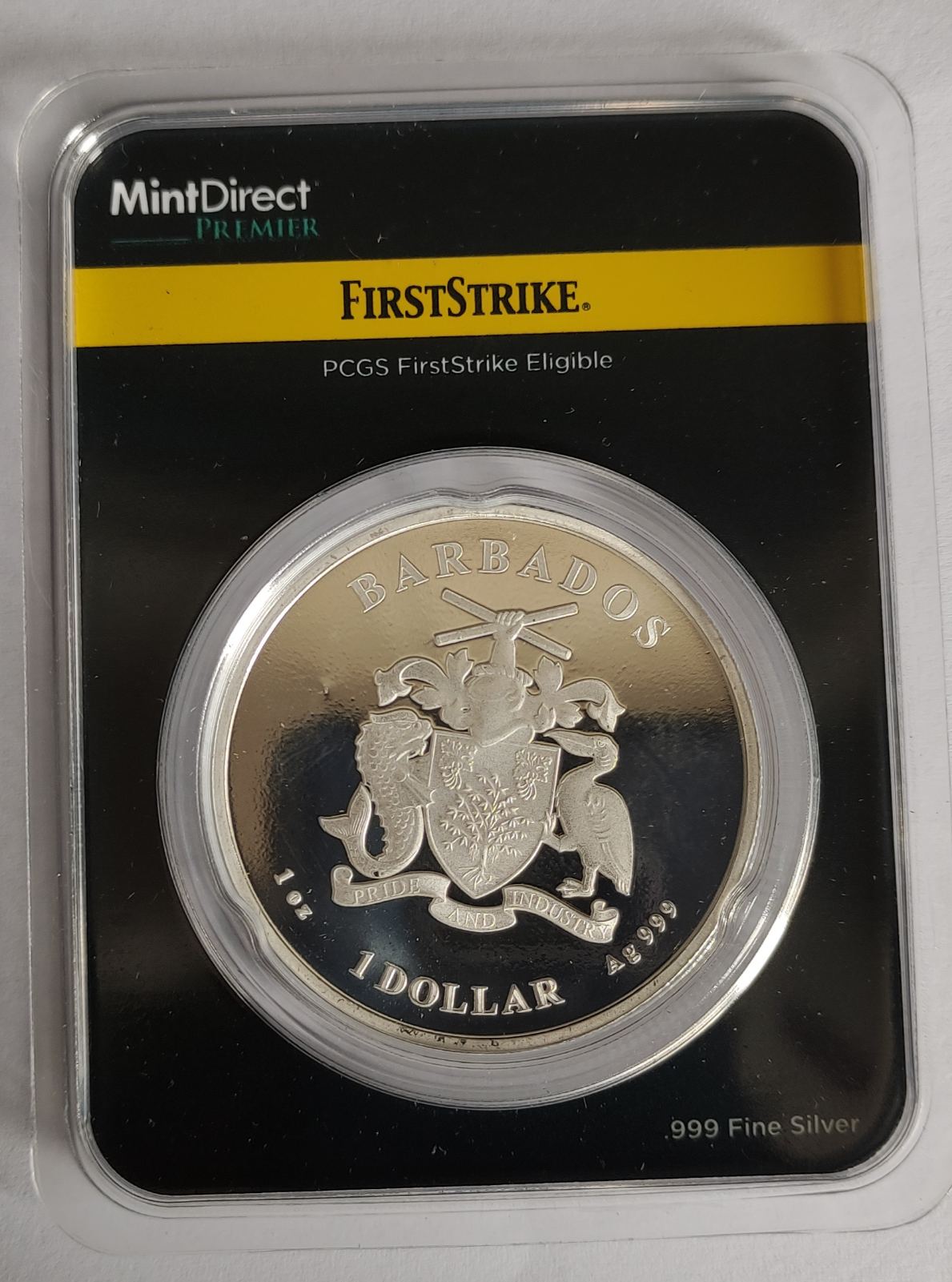 2022 Barbados Seahorse 1 oz Silver Coin in MintDirect Premier Packaging + PCGS FirstStrike Eligible