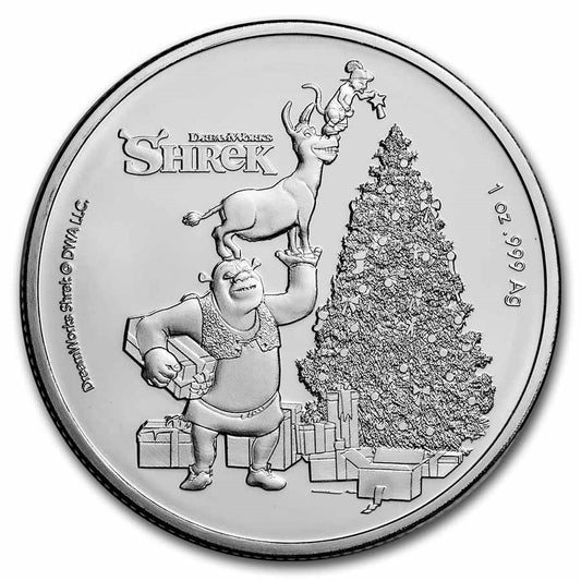 2021 Fiji Shrek Christmas 1 oz Silver Coin BU in Capsule