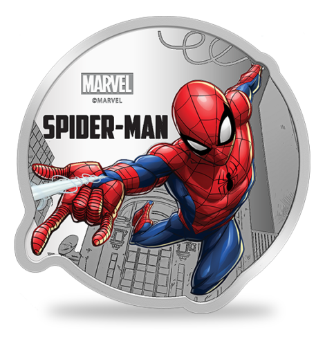 PAMP Marvel Spiderman 1 oz Colorized Silver Coin in Acrylic Case with Box and COA (Sealed Packaging)