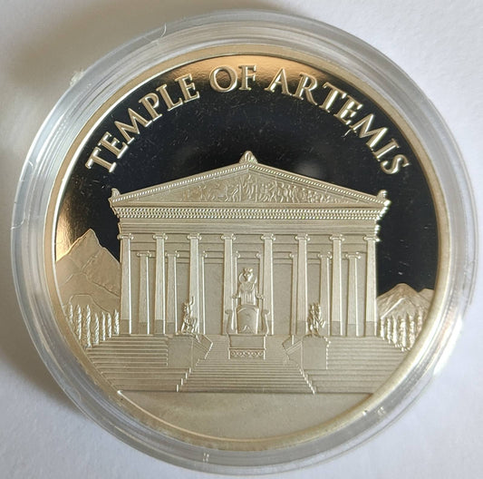 7 Wonders of the World: Temple of Artemis 1 oz Silver Round in Capsule (note: contains very fine hairlike scratches)