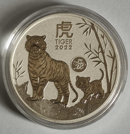 2022 Australia Lunar Tiger with Dragon Privy 1 oz Silver Coin BU in Capsule